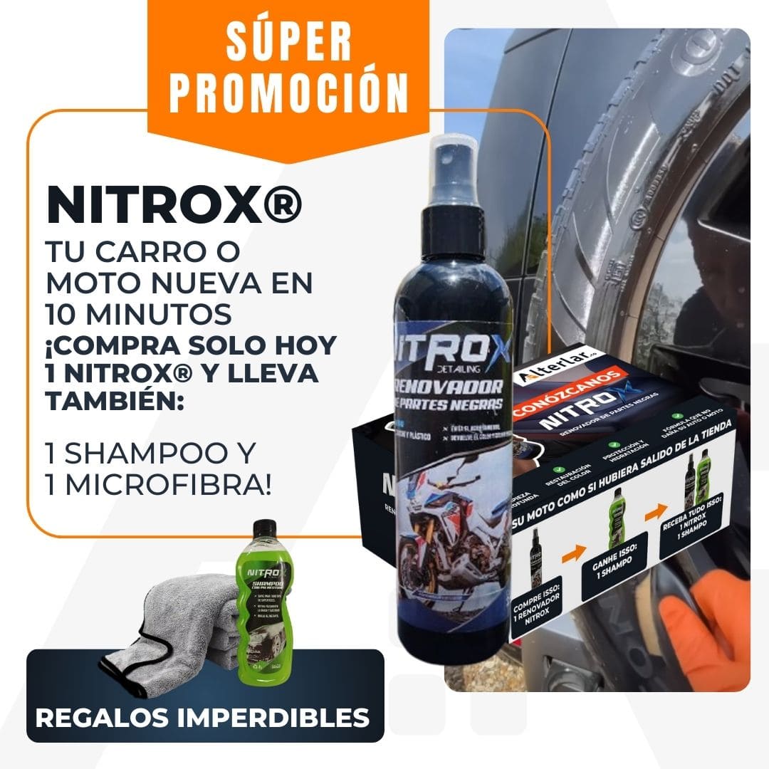 [52% OFF HOY] NITROX® - TU CARRO Y MOTO NUEVA EN 10 MINUTOS + SHAMPOO + MICROFIBRA